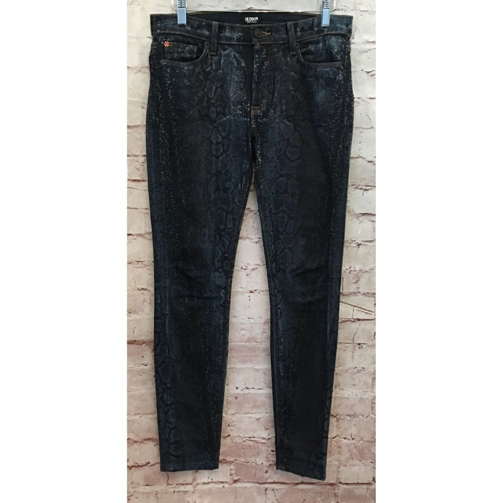 Hudson NICO Super Skinny Midrise Jean in Ambush Snakeskin Denim Womens Size 28